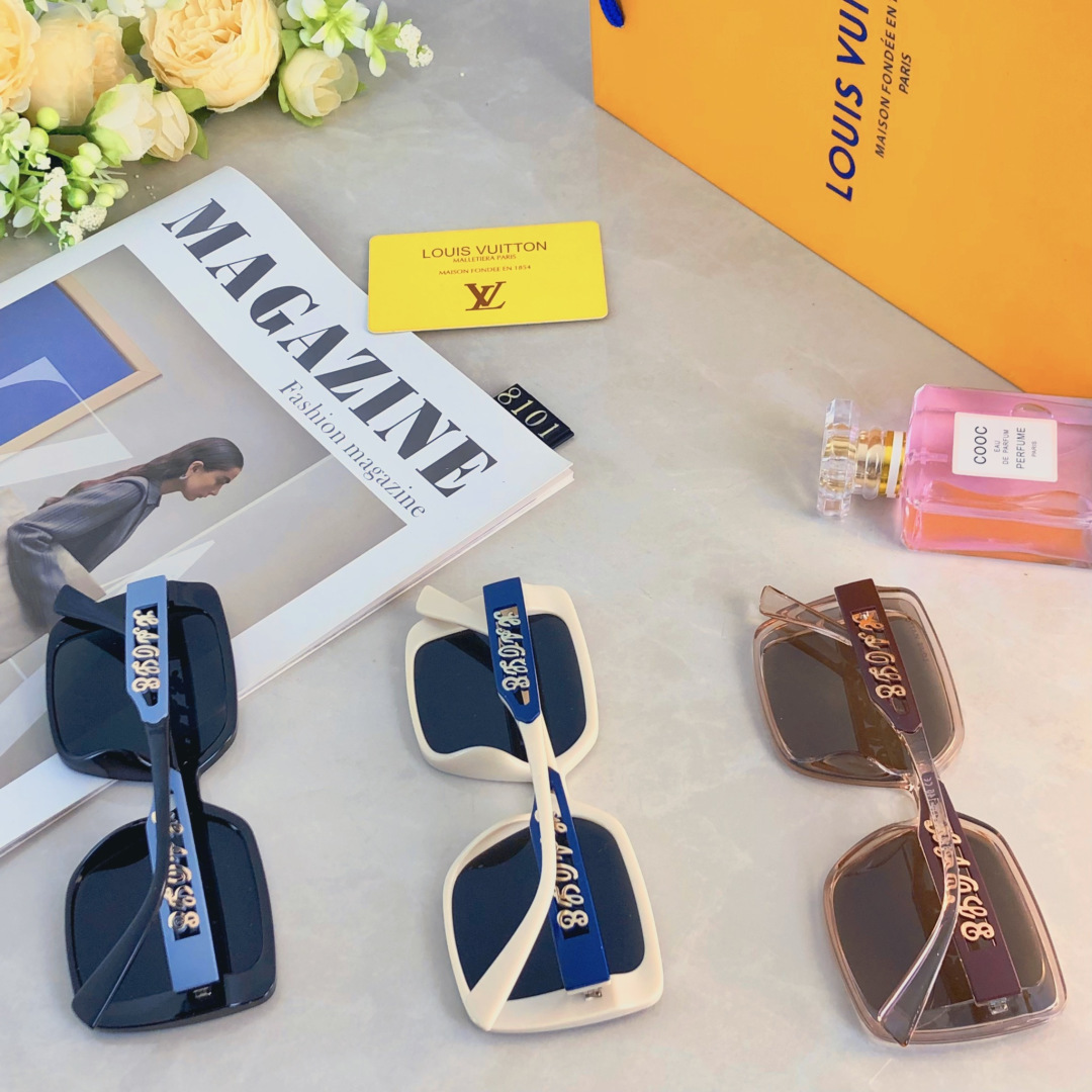 。。LOUISVUITTO*新款欧美风防紫外线墨镜女款百搭高级感韩版方圆脸显瘦遮阳太阳镜