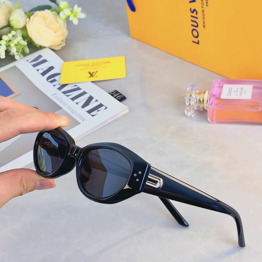 。。LOUISVUITTO*2025新款韩版猫眼墨镜复古高级感ins圆脸时尚太阳镜防紫外线