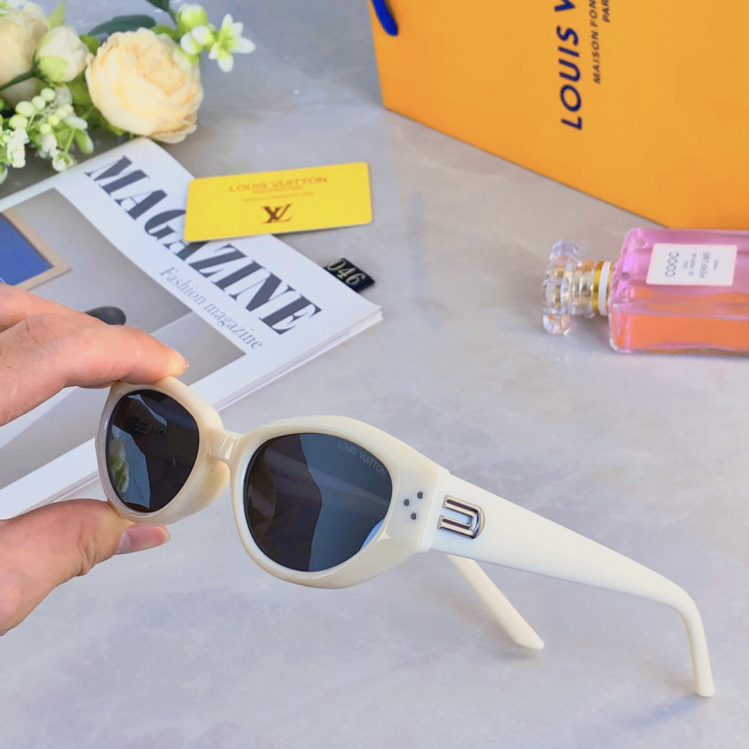 。。LOUISVUITTO*2025新款韩版猫眼墨镜复古高级感ins圆脸时尚太阳镜防紫外线