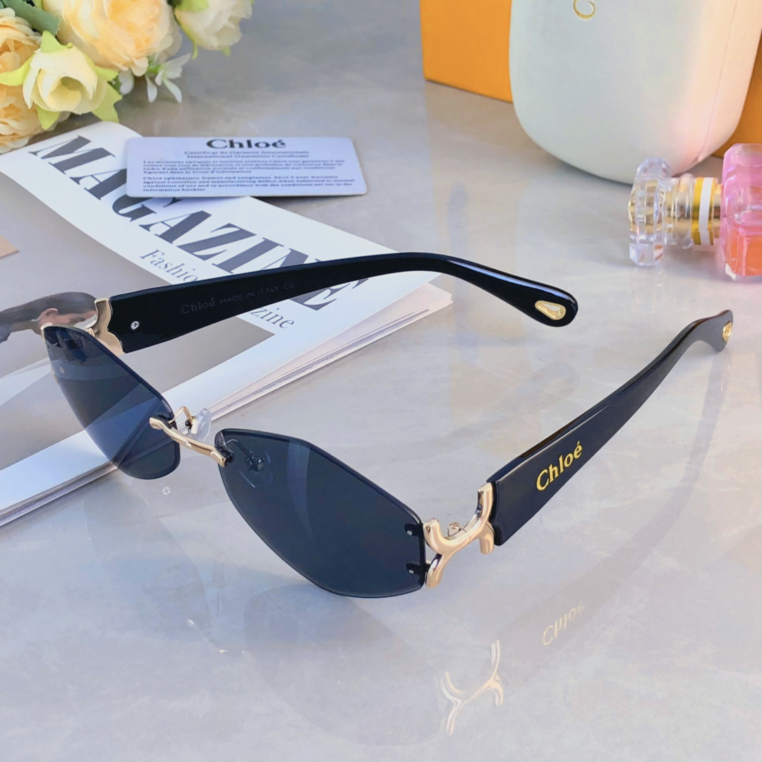 。。CHLO*墨镜2025新款潮女太阳镜圆脸网红款时尚防紫外线开车无框眼镜显瘦