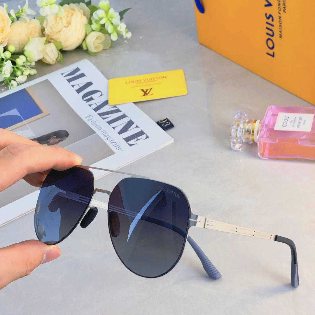 。。Louis vuitto*经典尼龙偏光不锈钢墨镜 复古飞行员墨镜超弹无螺丝蛤蟆镜男潮