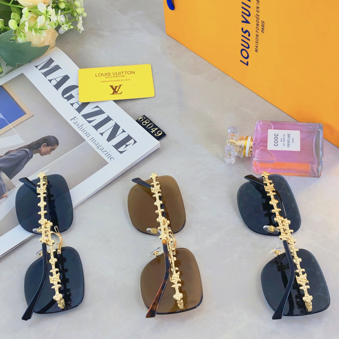 。。Louis vuitto*链条墨镜女复古无框太阳镜网红街拍气质开车驾驶眼镜高级