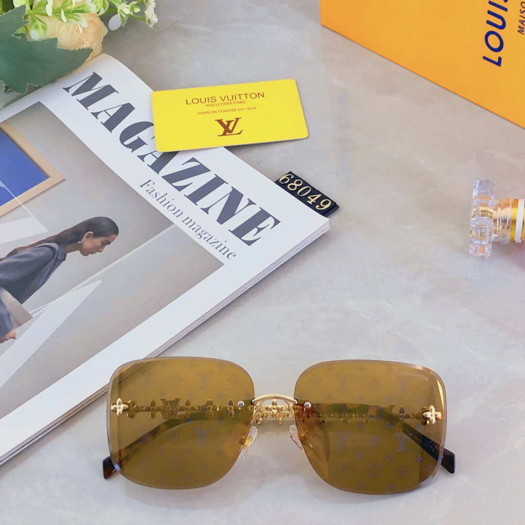 。。Louis vuitto*链条墨镜女复古无框太阳镜网红街拍气质开车驾驶眼镜高级