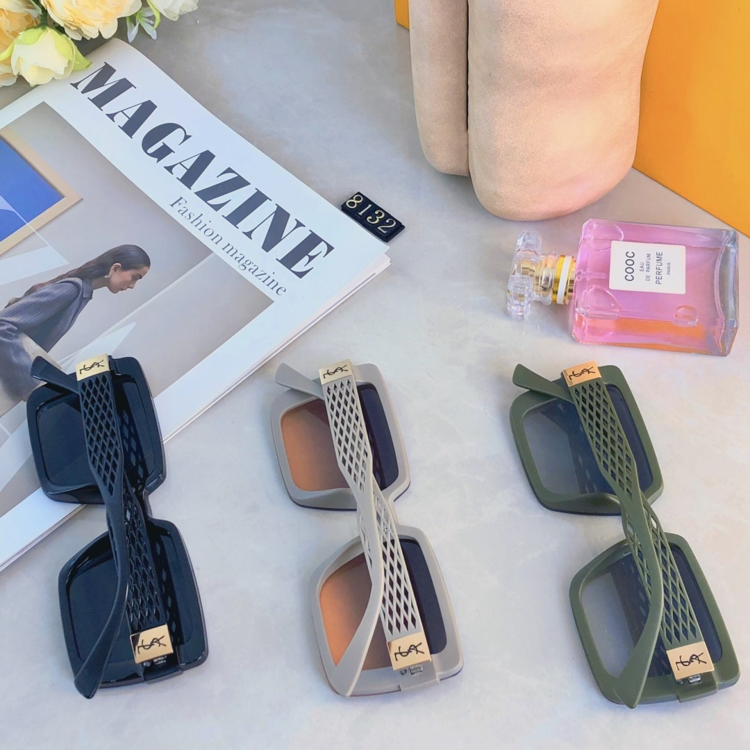 。。Ysl新款方形字母百搭太阳镜气质简约欧美风墨镜女防紫外线超轻ins风