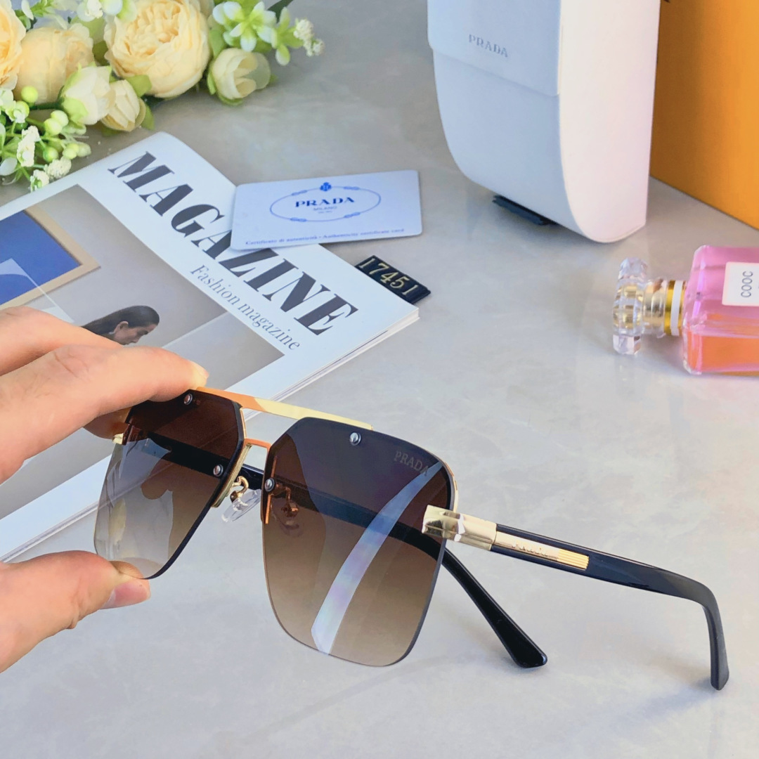 P95🔥🔥Prad*欧美复古墨镜金属双梁高端商务风格太阳镜UV400防晒