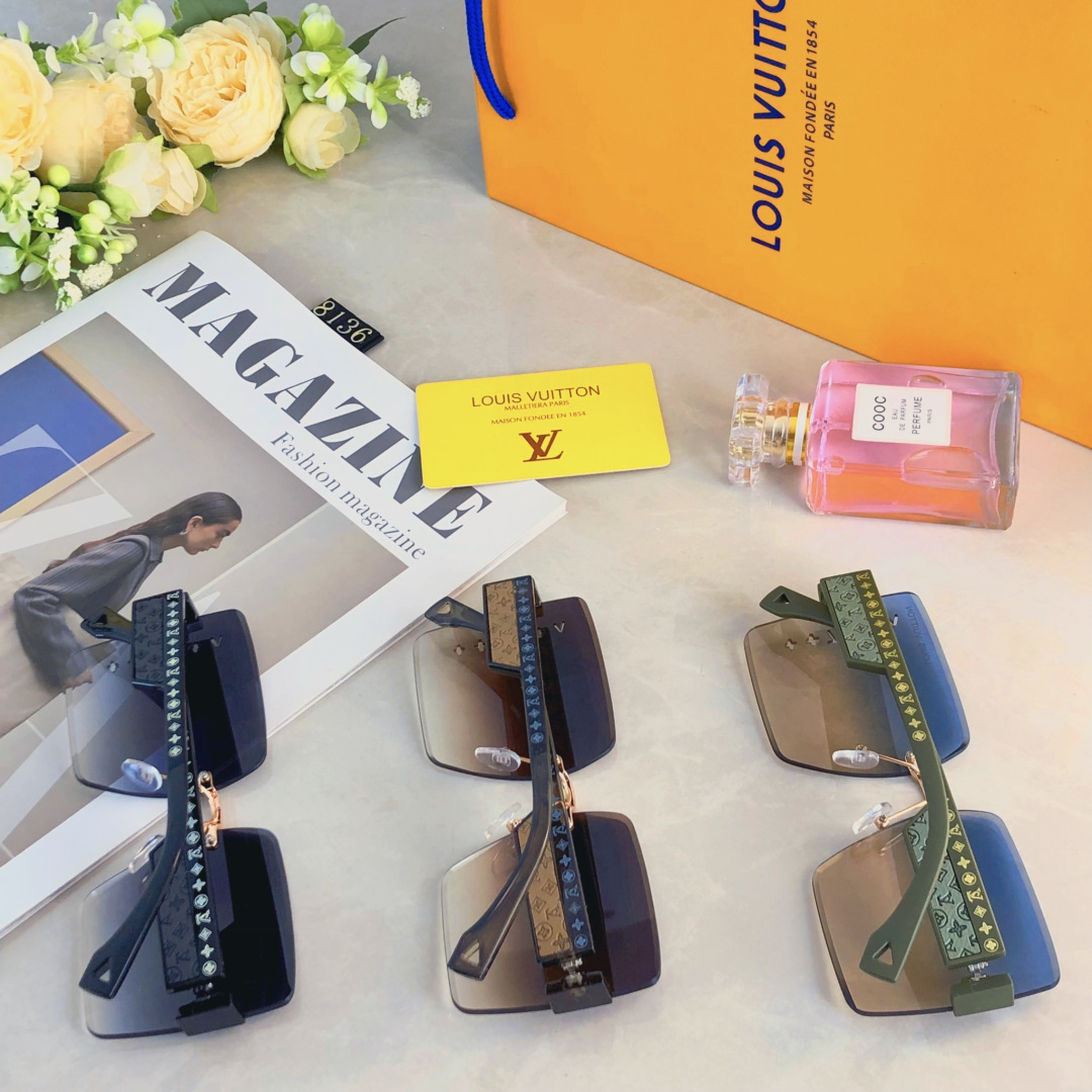 🔥🔥Louis vuitto*2025新款女士高档无框夏季遮阳太阳眼镜欧美大牌墨镜防紫外线