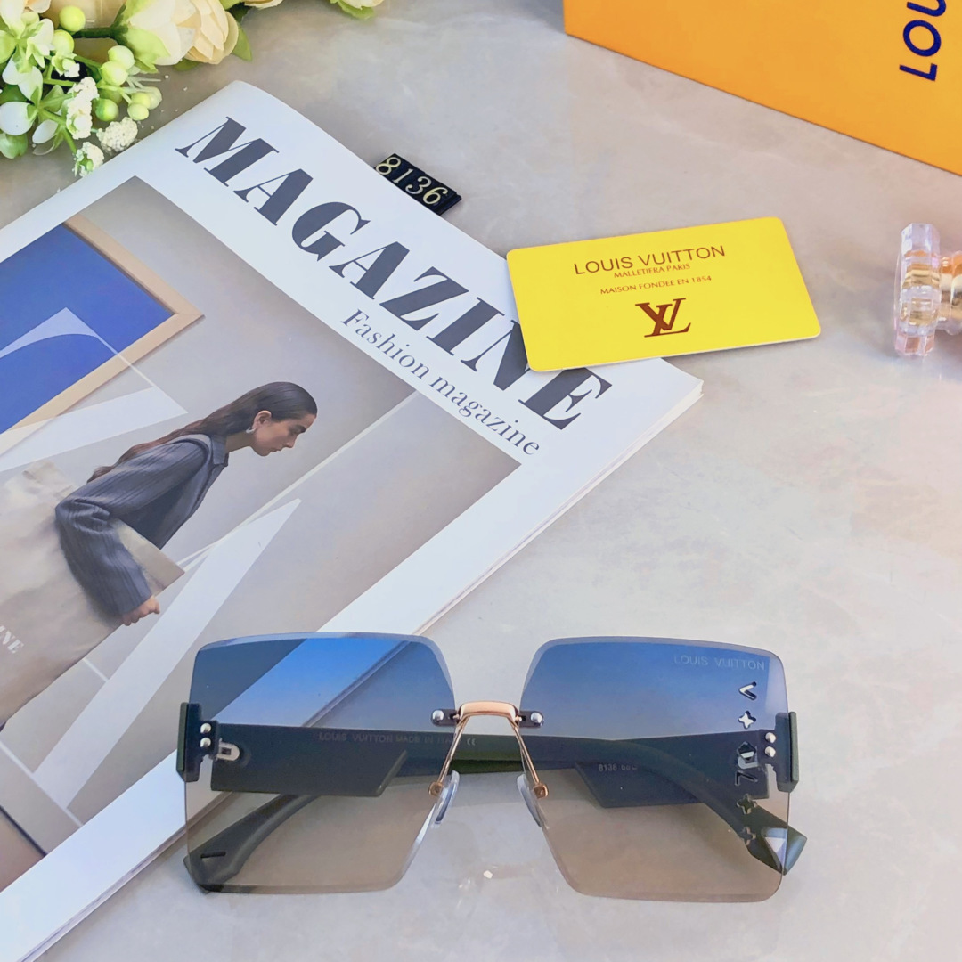 🔥🔥Louis vuitto*2025新款女士高档无框夏季遮阳太阳眼镜欧美大牌墨镜防紫外线