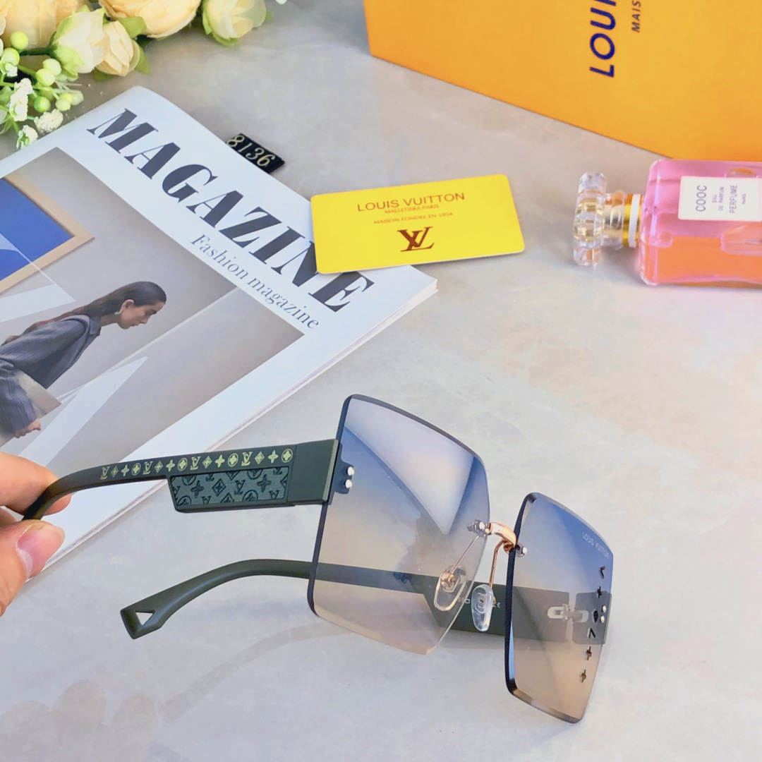 🔥🔥Louis vuitto*2025新款女士高档无框夏季遮阳太阳眼镜欧美大牌墨镜防紫外线