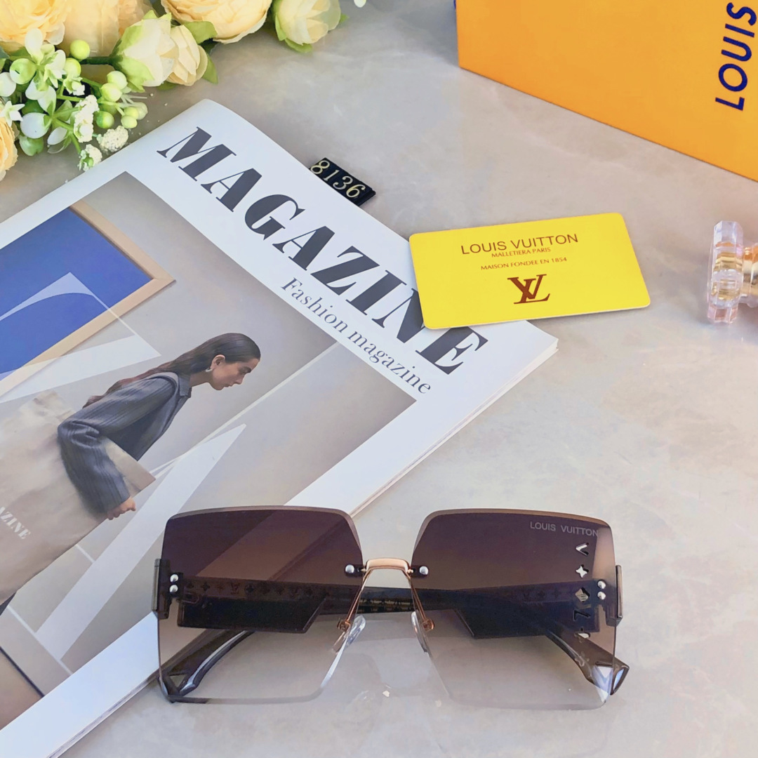🔥🔥Louis vuitto*2025新款女士高档无框夏季遮阳太阳眼镜欧美大牌墨镜防紫外线