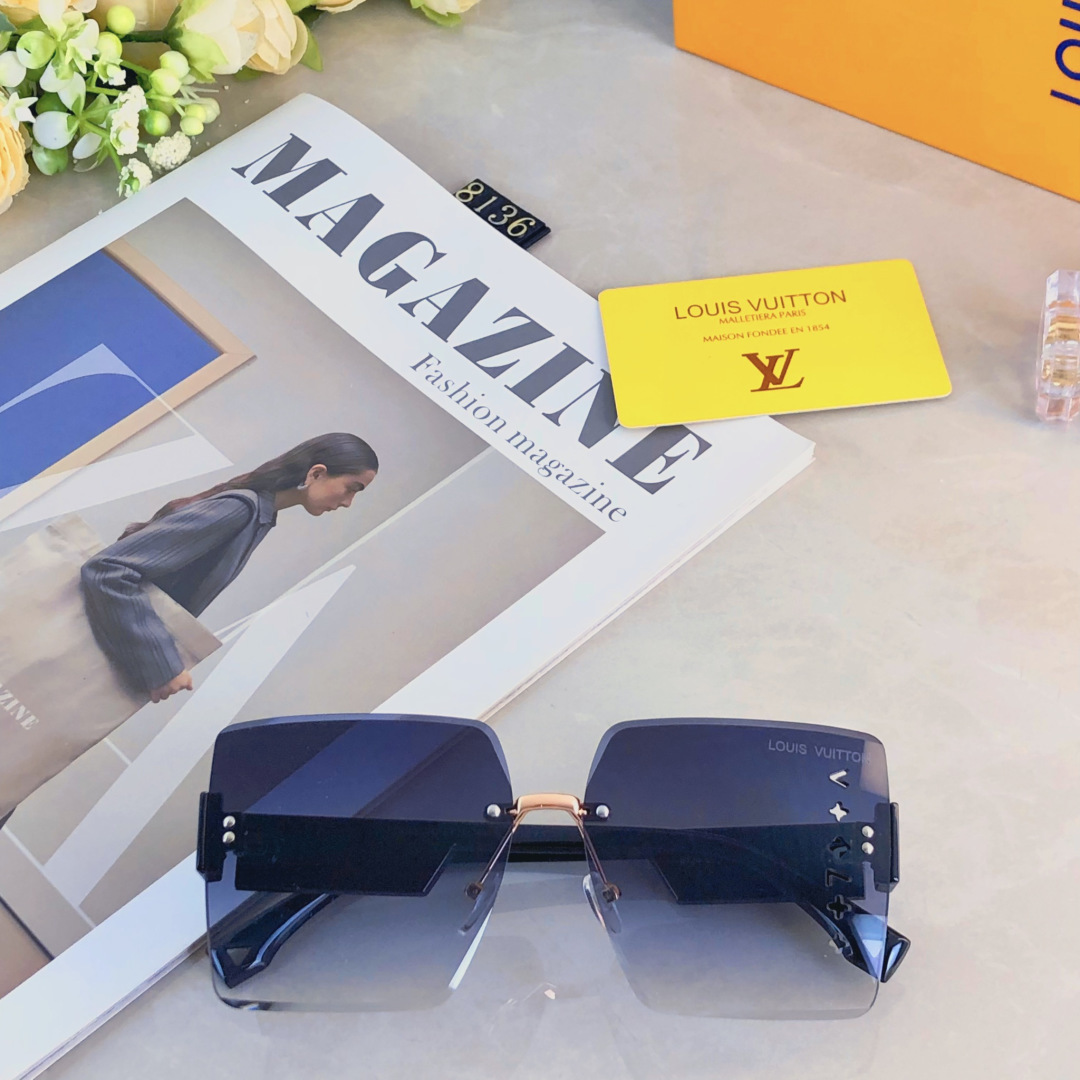 🔥🔥Louis vuitto*2025新款女士高档无框夏季遮阳太阳眼镜欧美大牌墨镜防紫外线