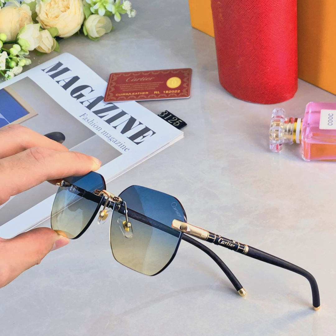 🔥🔥Cartie*无框眼镜潮韩版复古小框墨镜时髦渐变色太阳镜网红同款素颜神器