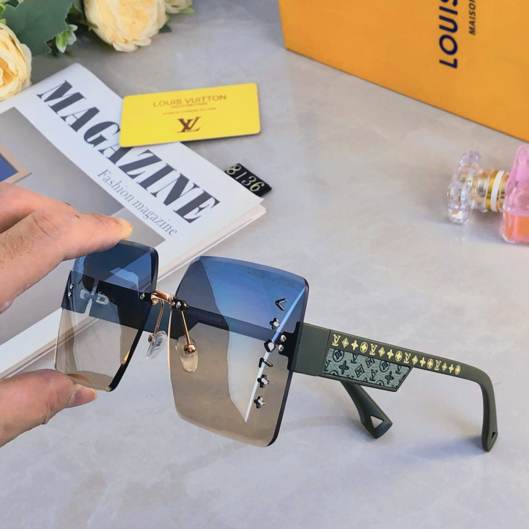 🔥🔥Louis vuitto*时尚切边百搭气质显瘦墨镜女款防紫外线档太阳镜