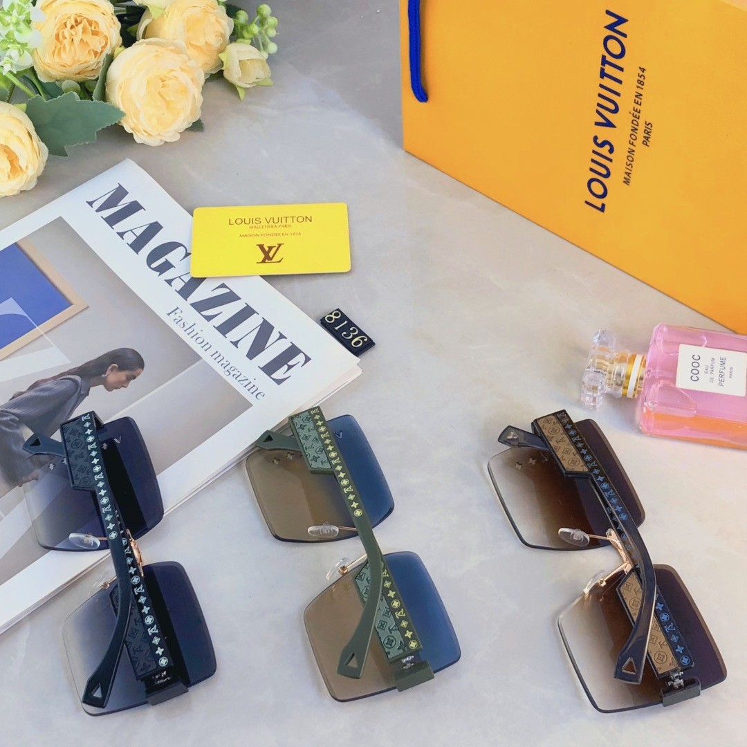 🔥🔥Louis vuitto*时尚切边百搭气质显瘦墨镜女款防紫外线档太阳镜