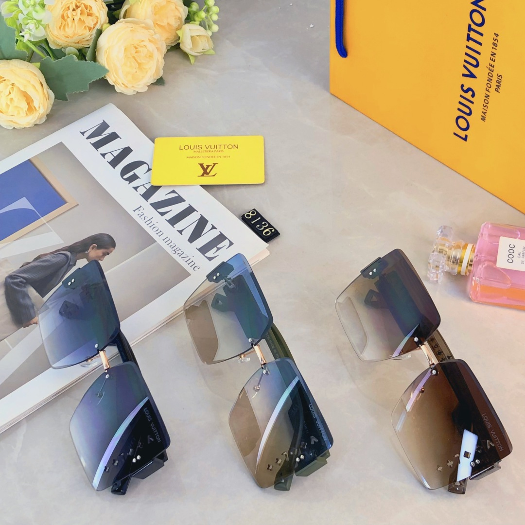 🔥🔥Louis vuitto*时尚切边百搭气质显瘦墨镜女款防紫外线档太阳镜