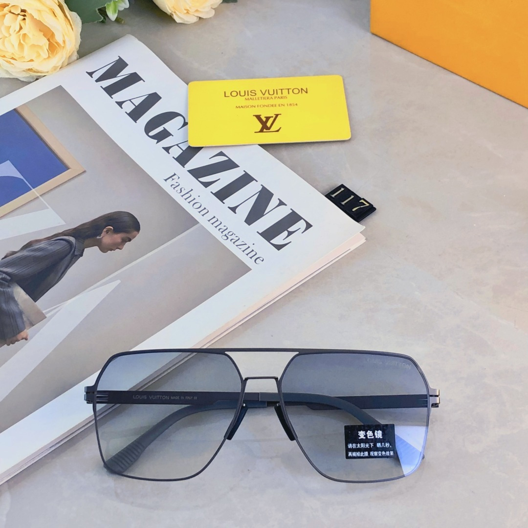 🔥🔥Louis vuitto*感光变色墨镜男痞帅复古超轻帅气开车驾驶防紫外线太阳镜遮阳防晒