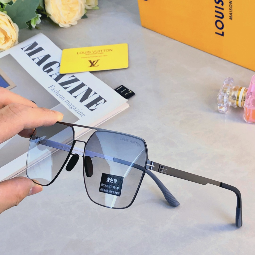 🔥🔥Louis vuitto*感光变色墨镜男痞帅复古超轻帅气开车驾驶防紫外线太阳镜遮阳防晒