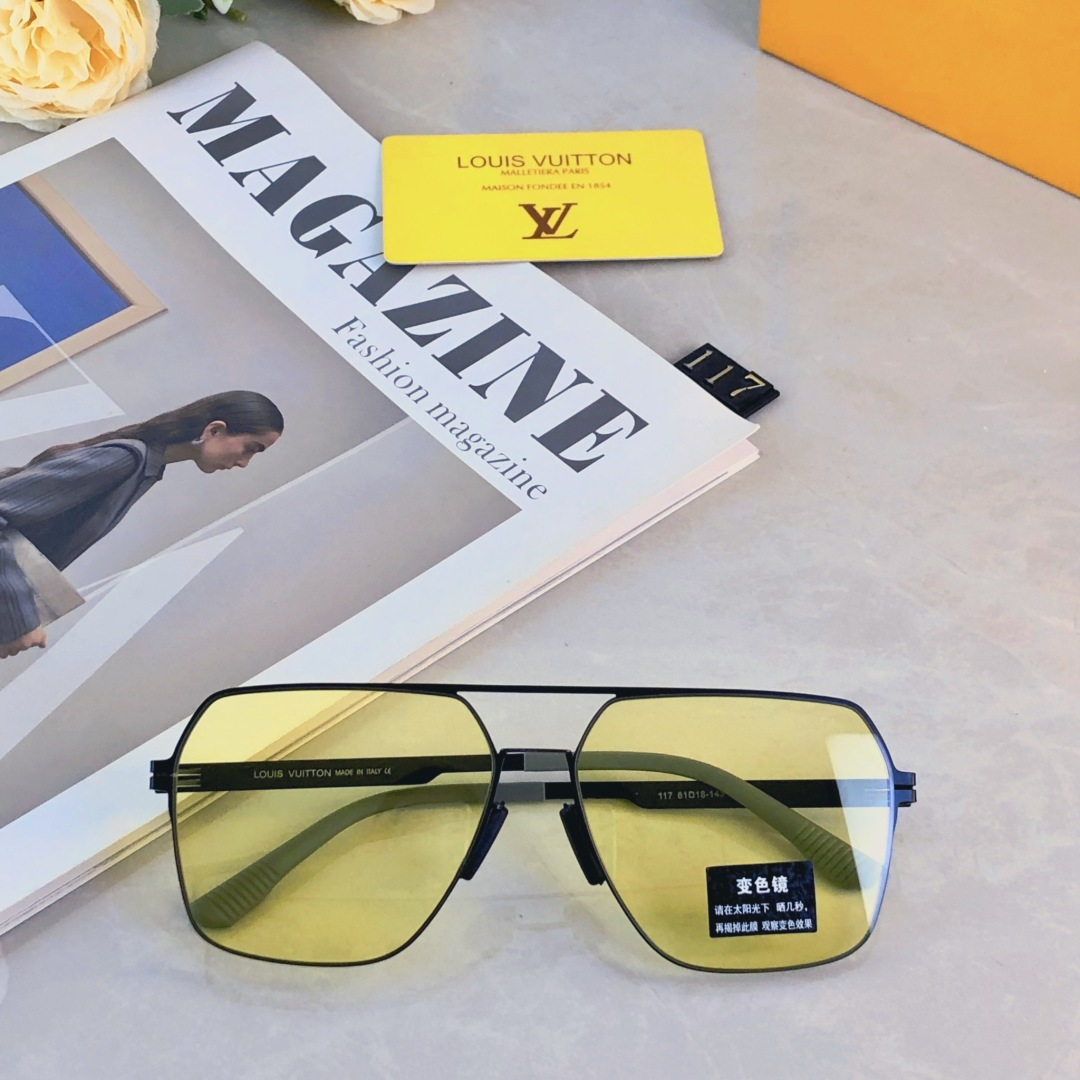🔥🔥Louis vuitto*感光变色墨镜男痞帅复古超轻帅气开车驾驶防紫外线太阳镜遮阳防晒