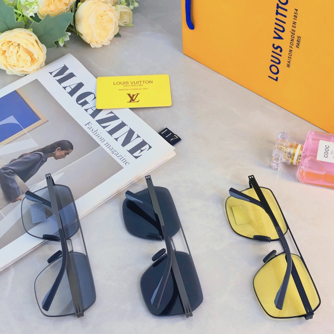 🔥🔥Louis vuitto*感光变色墨镜男痞帅复古超轻帅气开车驾驶防紫外线太阳镜遮阳防晒