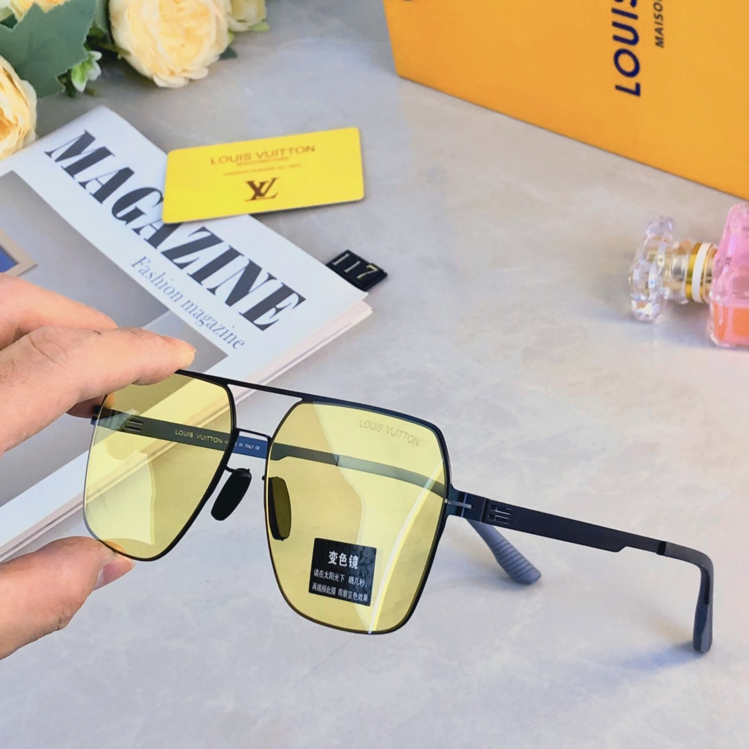 🔥🔥Louis vuitto*感光变色墨镜男痞帅复古超轻帅气开车驾驶防紫外线太阳镜遮阳防晒