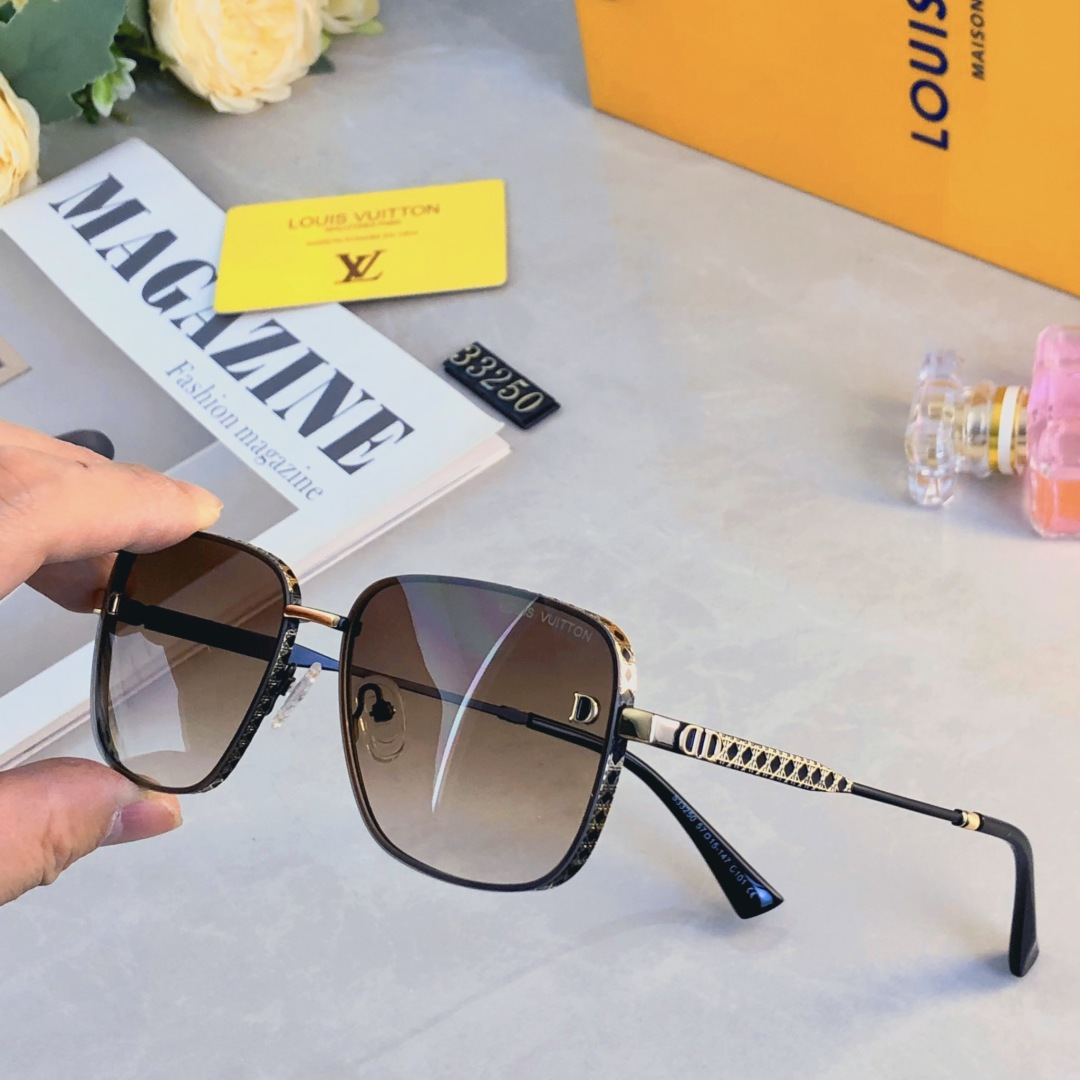 🔥🔥Louis vuitto*韩版潮太阳镜方形复古街拍网红墨镜女金属框个性新款