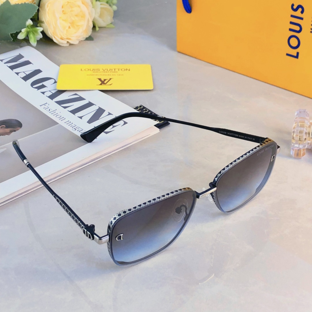 🔥🔥Louis vuitto*韩版潮太阳镜方形复古街拍网红墨镜女金属框个性新款
