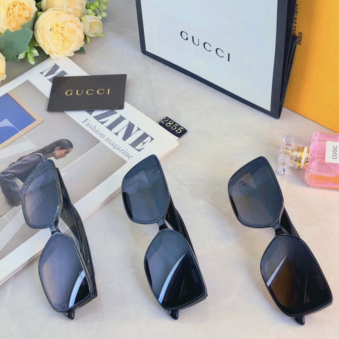 🔥🔥Gucc*欧美潮流方形墨镜女高级感轻奢风时尚百搭网红街拍防晒眼镜
