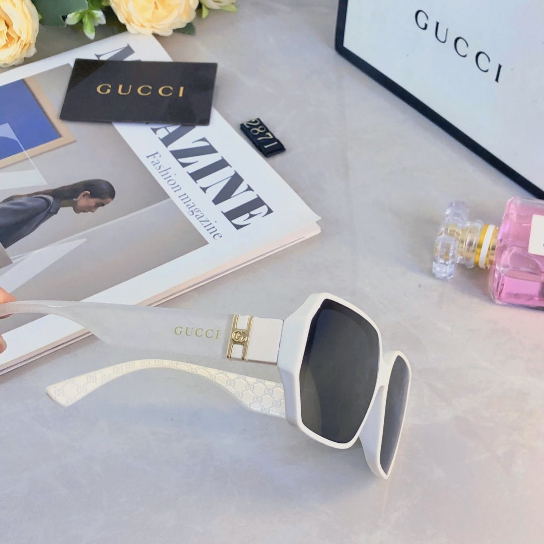 🔥🔥Gucc*2025新款猫眼方框高级感墨镜女款潮夏季遮阳凹造型圆脸太阳眼镜男