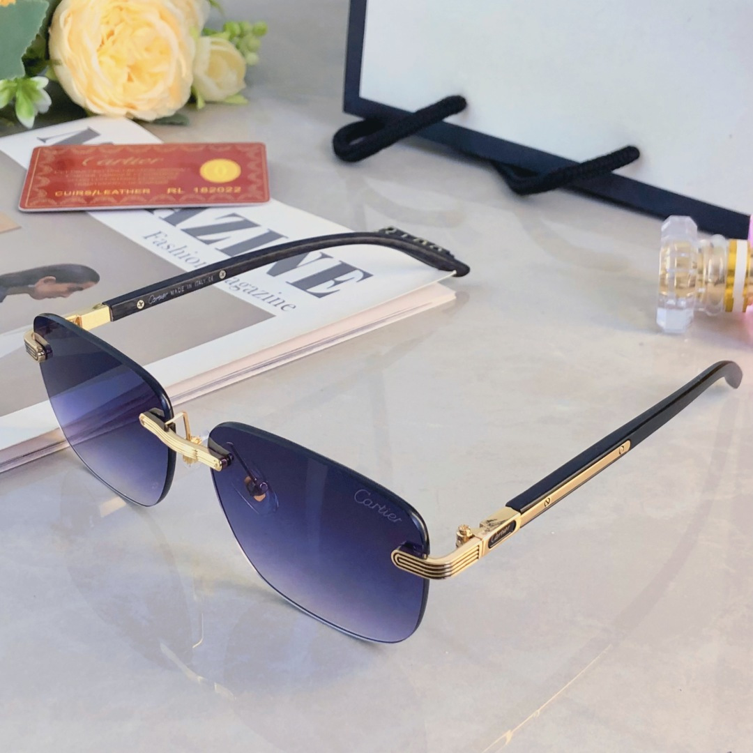 🔥🔥Cartie*2025新款复古无框美式墨镜女街拍时髦简约男士太阳眼镜小窄框潮