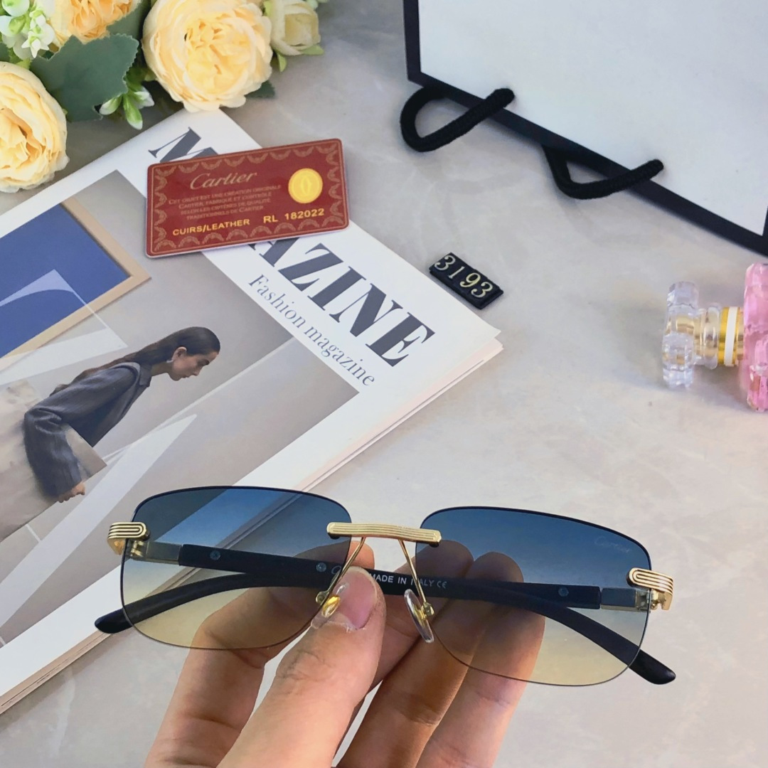 🔥🔥Cartie*2025新款复古无框美式墨镜女街拍时髦简约男士太阳眼镜小窄框潮