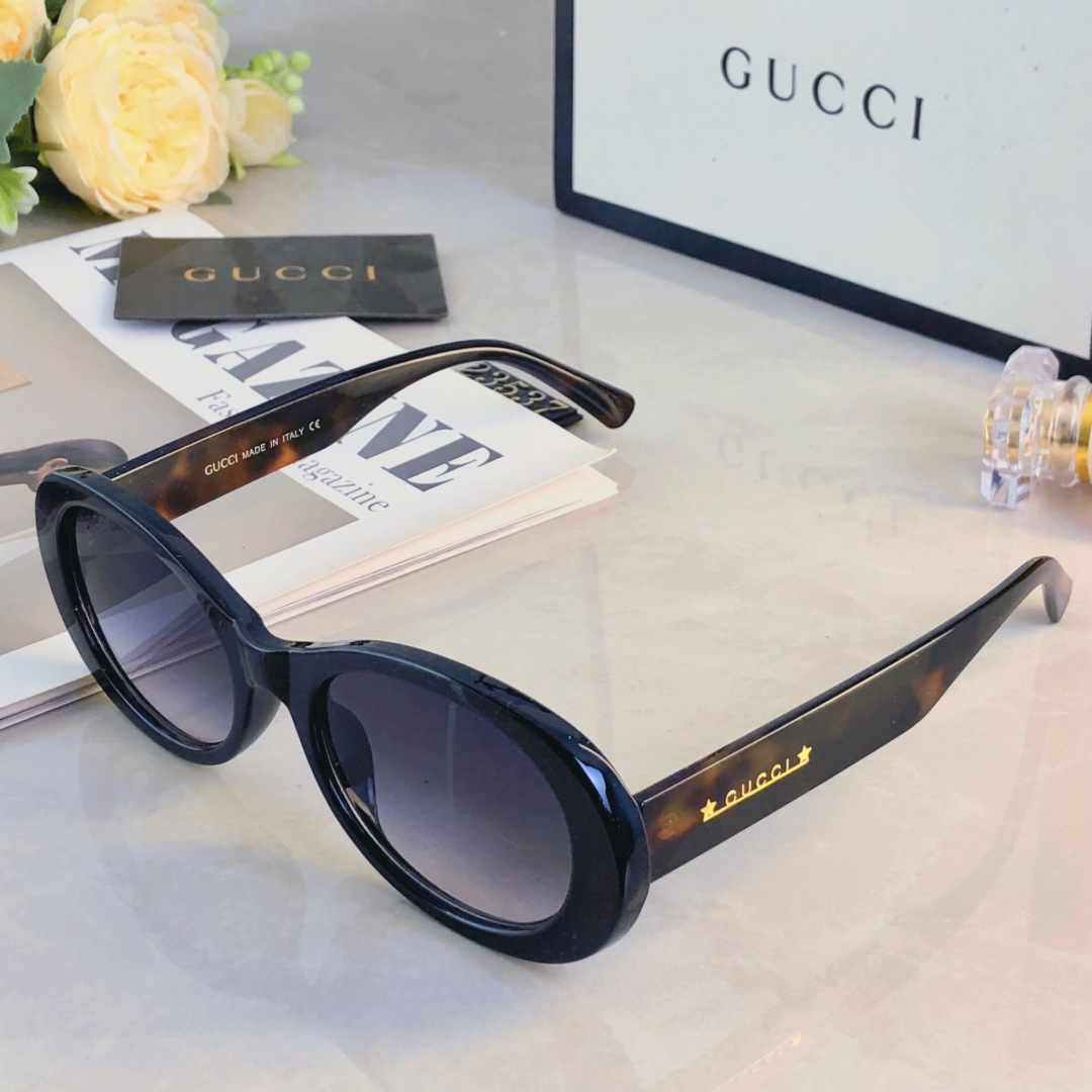 🔥🔥Gucc*欧阳娜娜同款太阳镜椭圆韩版辣妹墨镜显瘦防紫外线高级感太阳