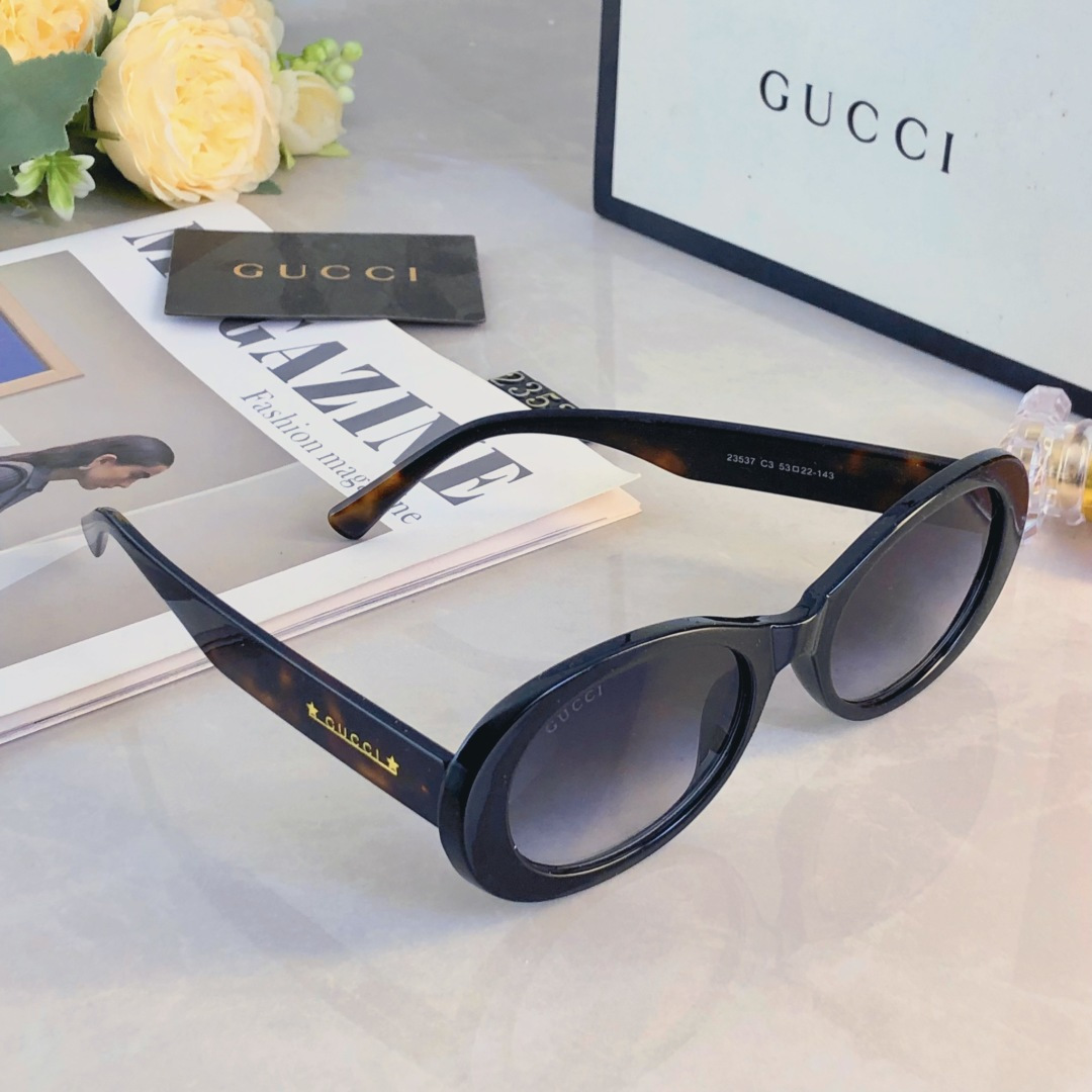 🔥🔥Gucc*欧阳娜娜同款太阳镜椭圆韩版辣妹墨镜显瘦防紫外线高级感太阳