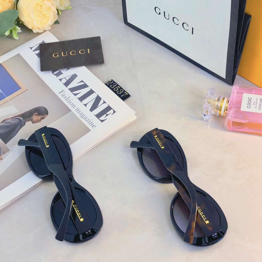 🔥🔥Gucc*欧阳娜娜同款太阳镜椭圆韩版辣妹墨镜显瘦防紫外线高级感太阳