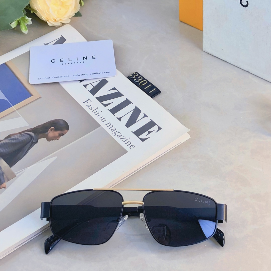 🔥🔥Celin*2025新款金属框墨镜男高级感蛤蟆镜痞帅潮款双梁太阳眼镜女