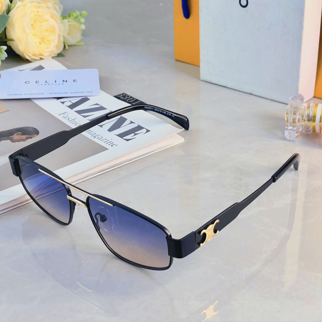 🔥🔥Celin*2025新款金属框墨镜男高级感蛤蟆镜痞帅潮款双梁太阳眼镜女