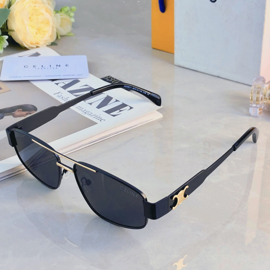 🔥🔥Celin*2025新款金属框墨镜男高级感蛤蟆镜痞帅潮款双梁太阳眼镜女