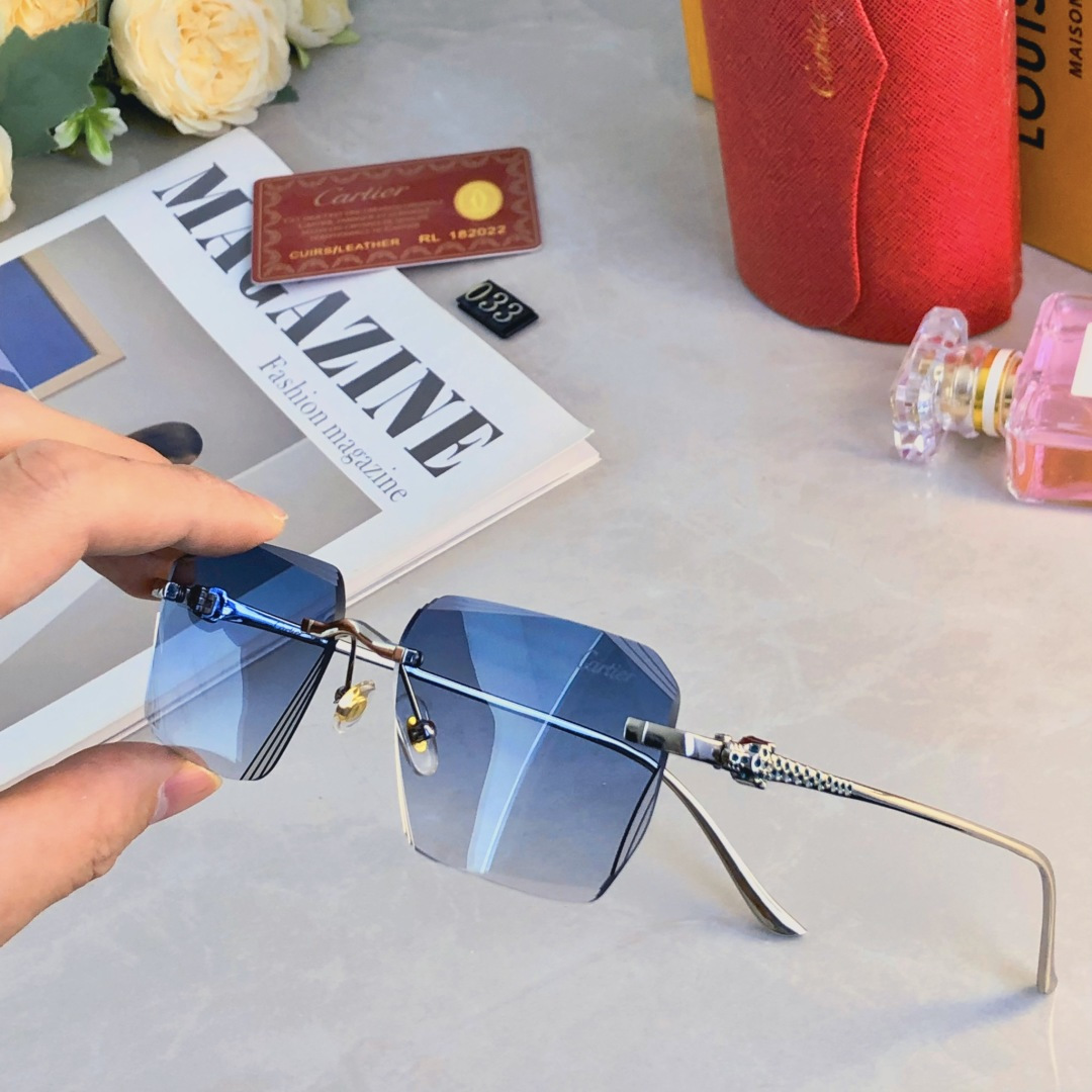 🔥🔥Cartie*欧美复古长方形无框切边墨镜女潮时尚气质街拍凹造型显瘦太阳眼镜