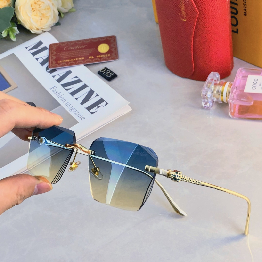 🔥🔥Cartie*欧美复古长方形无框切边墨镜女潮时尚气质街拍凹造型显瘦太阳眼镜