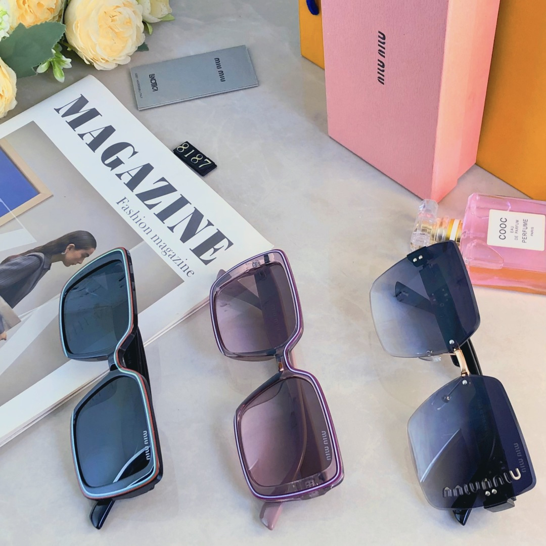 🔥🔥miumi*夏日时尚切边百搭气质显瘦墨镜女款防紫外线档太阳镜