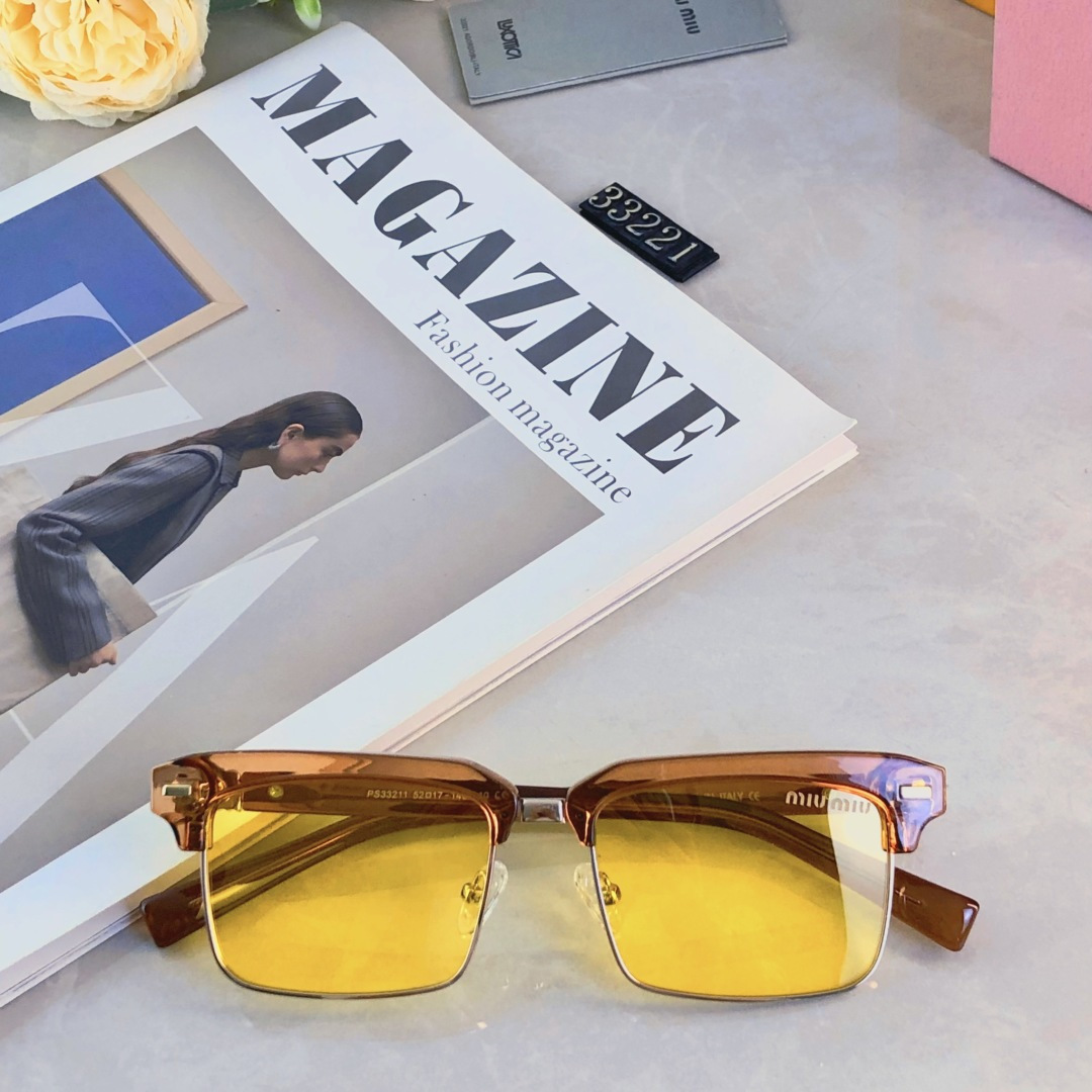 🔥🔥miumi*韩版半框方形墨镜男女潮高级感时尚太阳镜防紫外线可配近视眼镜框