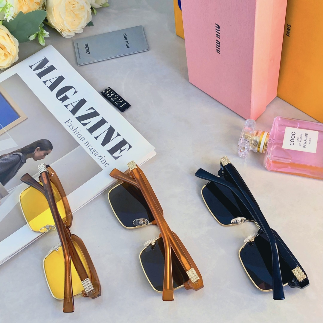 🔥🔥miumi*韩版半框方形墨镜男女潮高级感时尚太阳镜防紫外线可配近视眼镜框