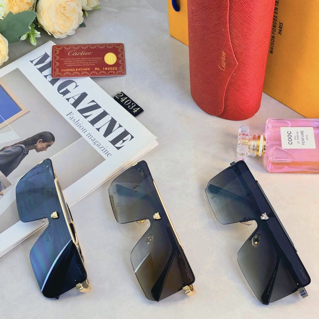 🔥🔥Cartie*新款欧美一体片方框太阳镜 时尚无框墨镜 百搭遮阳