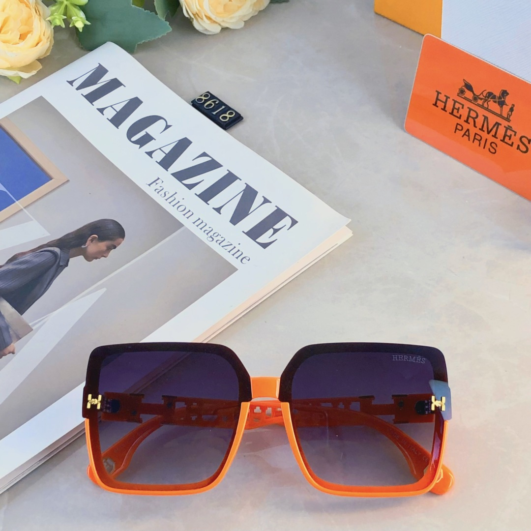 🔥🔥Herme*新款大框网红女士偏光墨镜 方形简约韩版防紫外线驾驶街拍太阳镜
