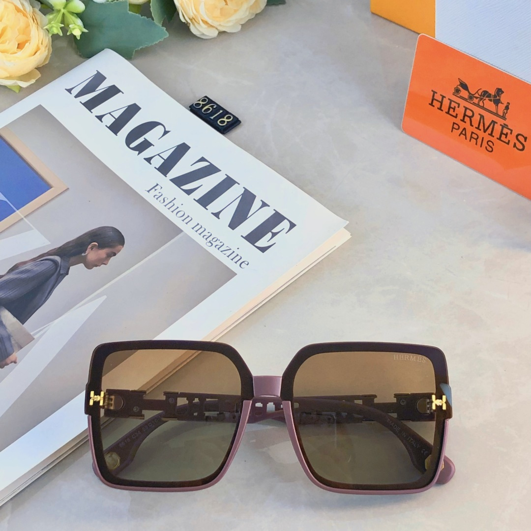 🔥🔥Herme*新款大框网红女士偏光墨镜 方形简约韩版防紫外线驾驶街拍太阳镜