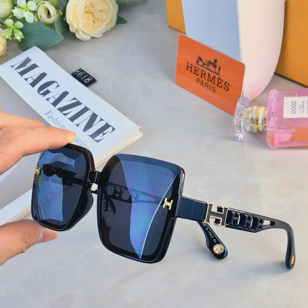 🔥🔥Herme*新款大框网红女士偏光墨镜 方形简约韩版防紫外线驾驶街拍太阳镜