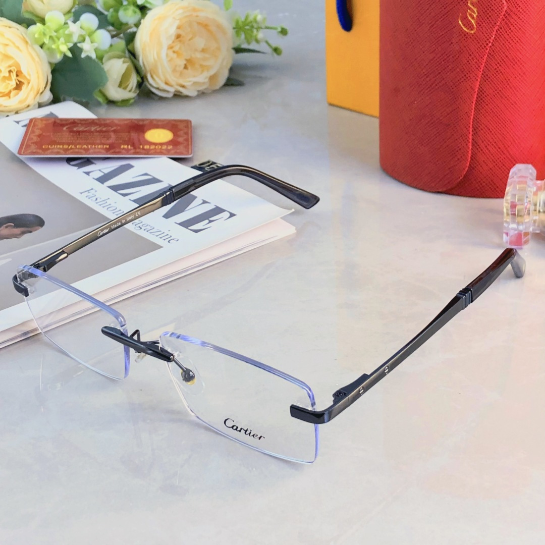 🔥🔥Cartie*方形无边框眼镜架舒适近视大脸文艺斯文纯防蓝光