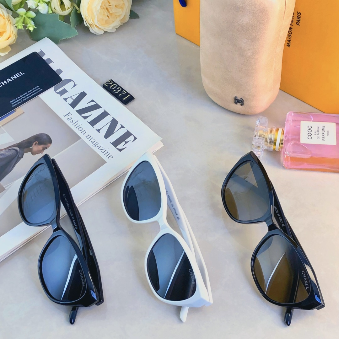 🔥🔥Chane*辣妹时髦猫眼显瘦墨镜女复古美式太阳镜防晒凹造型