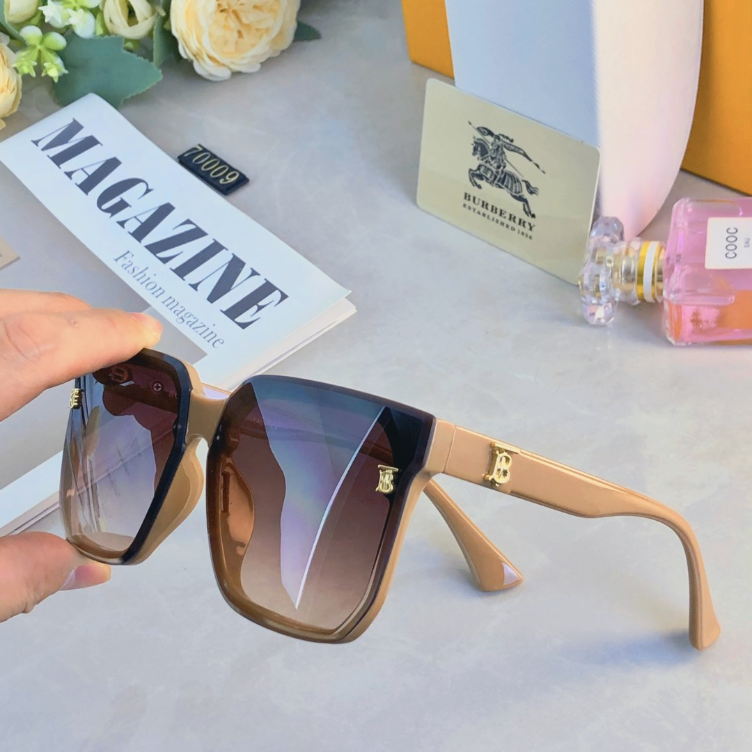 🔥🔥Burberr*韩版高级感气质大框方形名媛墨镜女款潮2025新款大圆脸遮阳太阳镜