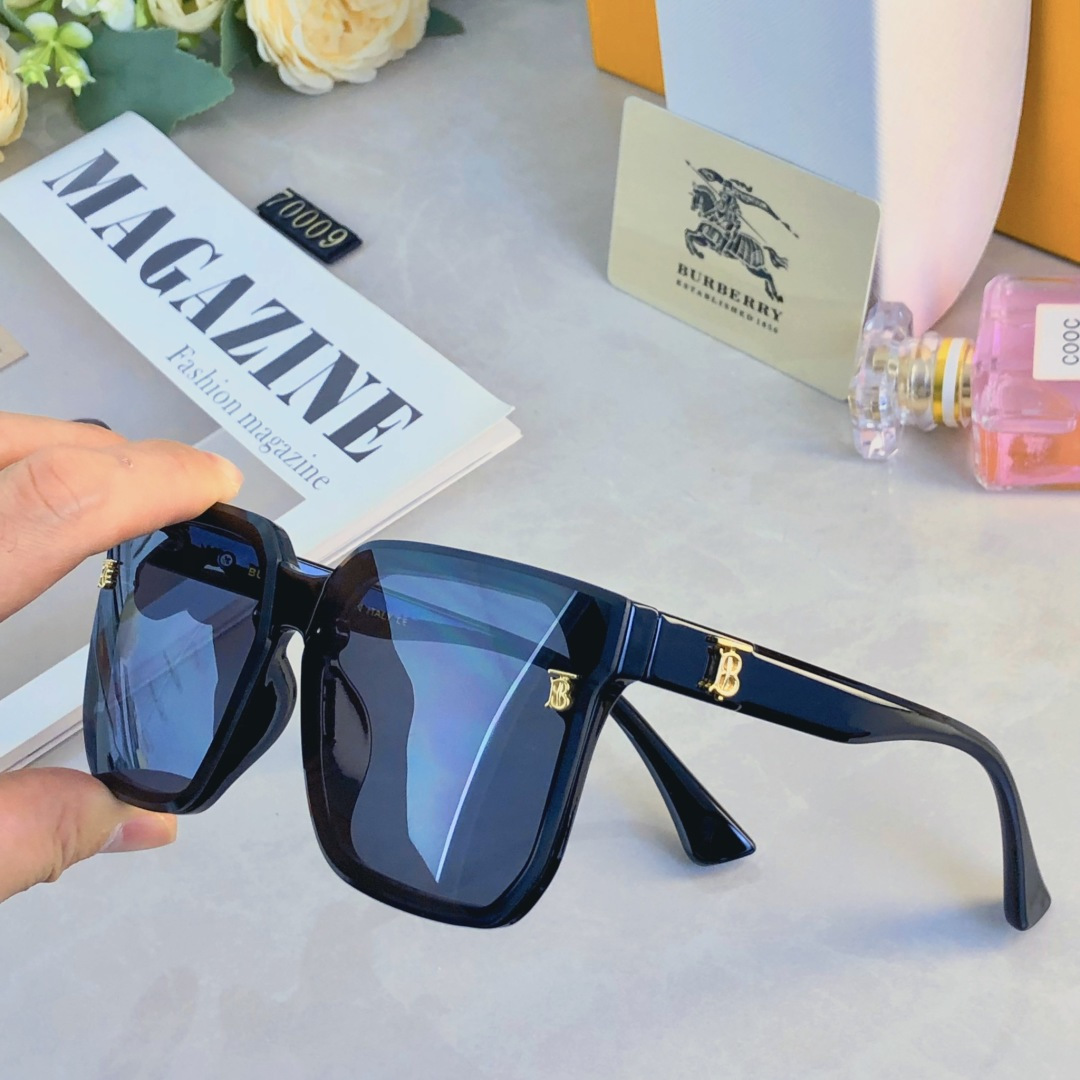 🔥🔥Burberr*韩版高级感气质大框方形名媛墨镜女款潮2025新款大圆脸遮阳太阳镜