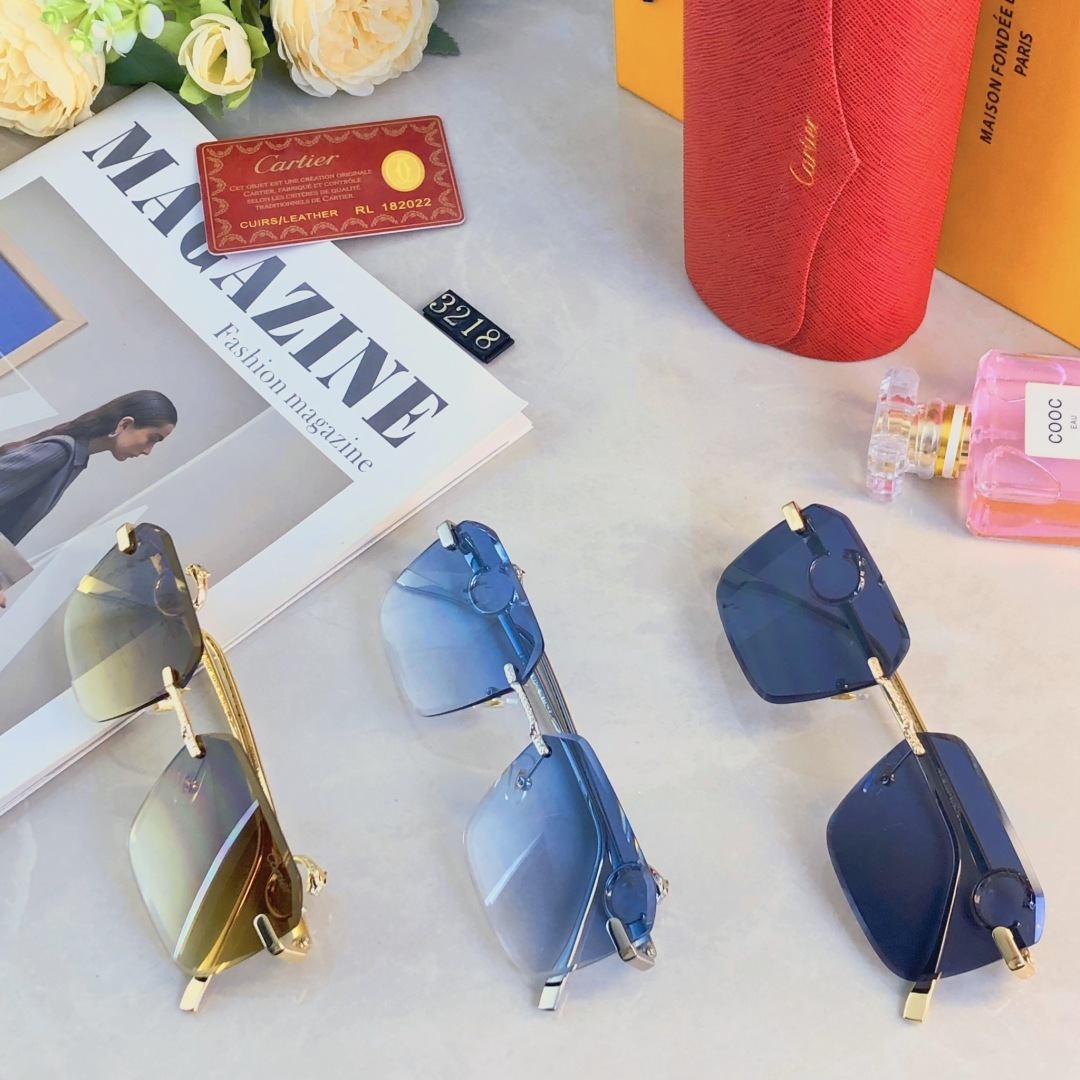 🔥🔥Cartie*卡家欧美时尚金属风轻奢高级太阳镜防晒无框跨境墨镜