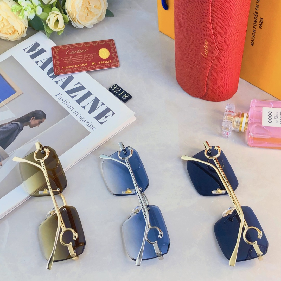 🔥🔥Cartie*卡家欧美时尚金属风轻奢高级太阳镜防晒无框跨境墨镜